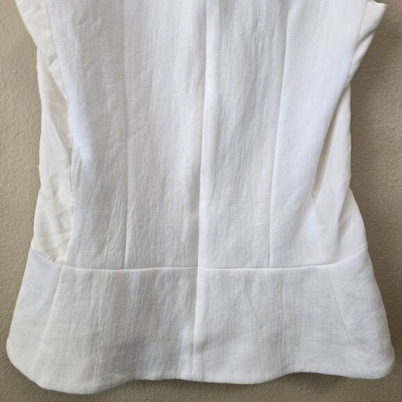 VICTORIA BECKHAM V-Neck Peplum High Low Sleeveless Cotton | Silk Top Blouse US 6 - Picture 7 of 10